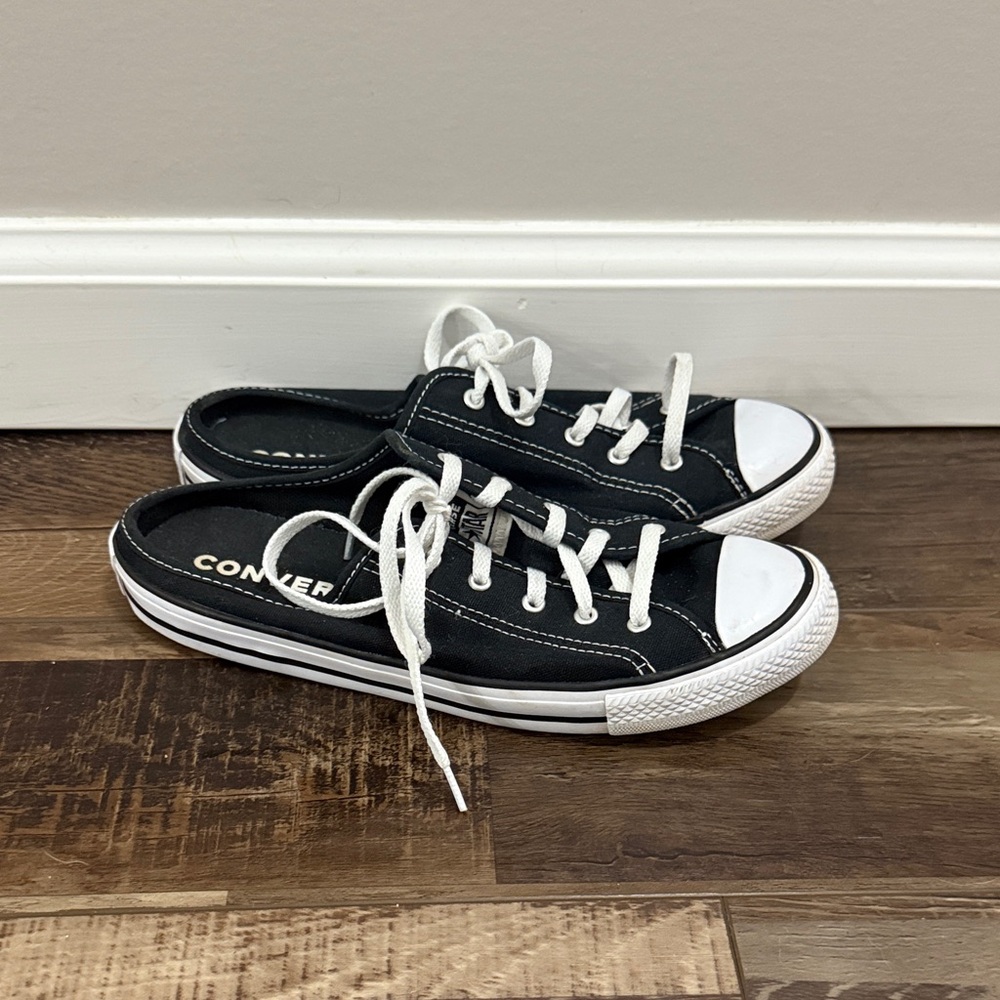 Converse Black and White Low-Back Canvas Sneakers